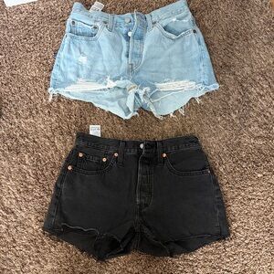 Levi's Light Blue (27)and Black Distressed Jean Shorts (26) DUO